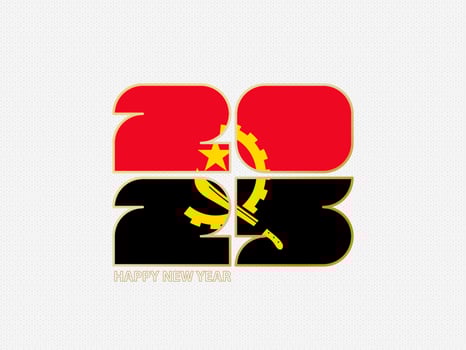 Abstract numbers 2025 with flag of Angola. vector