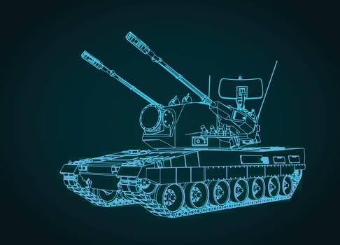 Gepard anti-aircraft self-propelled gun blueprint vector