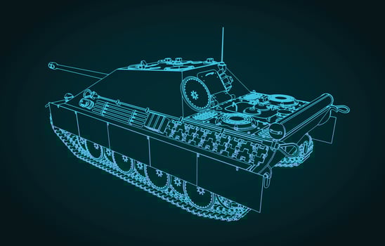 Heavy German self-propelled artillery unit sketch vector