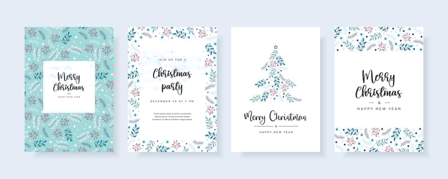 Merry Christmas and Happy New Year greeting cards vector