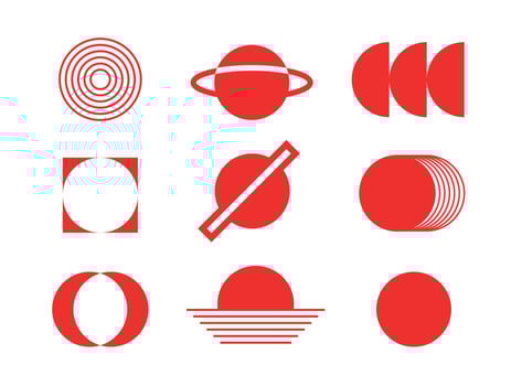 Set icon red sun japan unique design with blank background vector