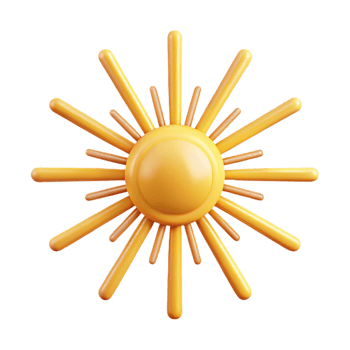 3D Sun Illustration Golden Rays Graphic png
