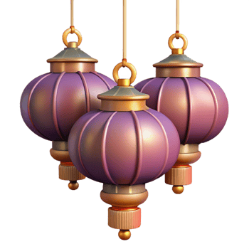 3D Render Purple Lanterns Illustration png