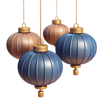 3D Render Festive Hanging Ornaments png