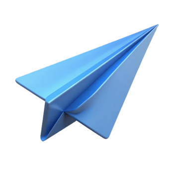 Blue Paper Airplane 3D Render png