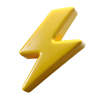 Yellow 3D Lightning Bolt Graphic png