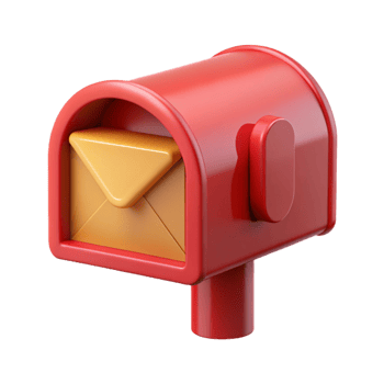 3D Render Red Mailbox with Envelope png