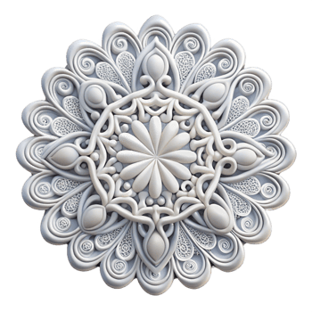 3D White Ornate Mandala Illustration png