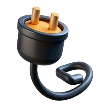 3D Render Electric Plug, Power Cord Illustration png