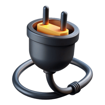 3D Render Electric Plug Cable Illustration png