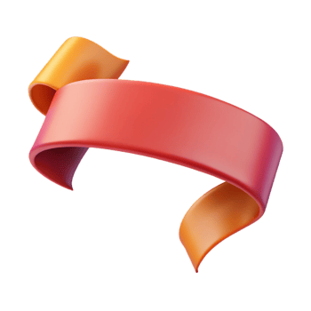Isometric Render Orange Red Ribbon Banner png