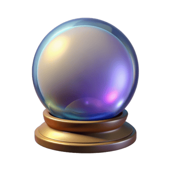 Isometric Render Iridescent Glass Ball Fortune Teller Orb png
