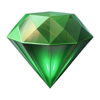 Isometric Render Green Gemstone Facets png