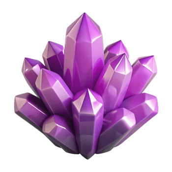 Purple Crystal Cluster 3D Render png