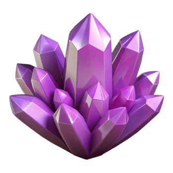 Purple Crystal Cluster 3D Render png