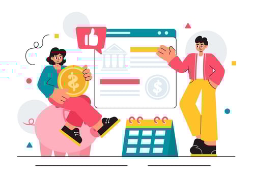 Employees Receiving Payments Illustration with Banking Transaction Themes vector