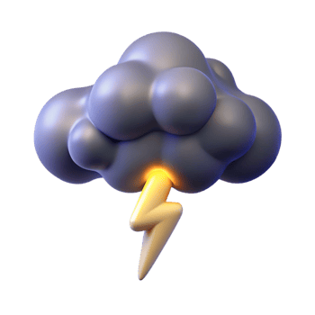 Isometric Render Storm Cloud with Lightning png
