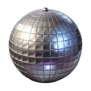 3D Render Silver Disco Ball Graphic png