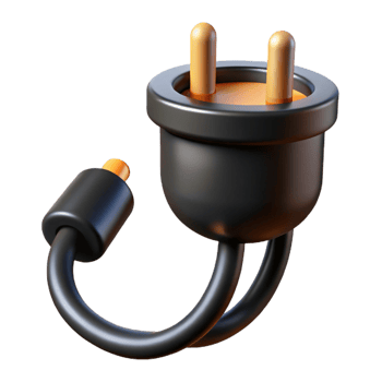 3D Render of Black Electric Plug png
