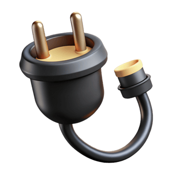 3D Render of Black Electrical Plug png