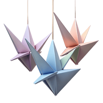 Pastel Origami Birds 3D Illustration png