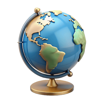 3D Globe Illustration World Map Golden Stand png