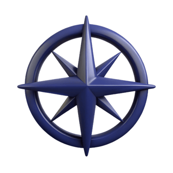 3D Render Dark Blue Eight Pointed Star Compass png