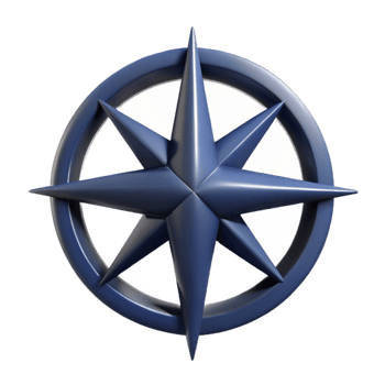 3D Render Star Compass Navigation Graphic png