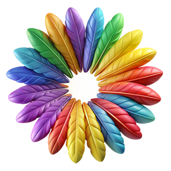 Rainbow Feather Circle 3D Illustration png