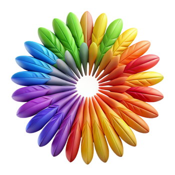 Rainbow Feather Mandala 3D Illustration png