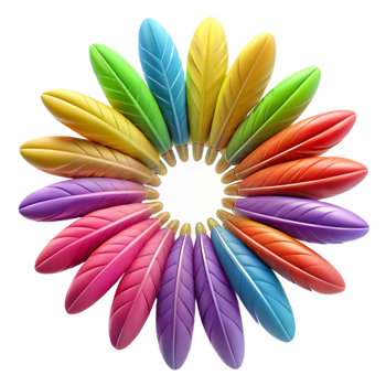 Rainbow Feather Circle 3D Illustration png