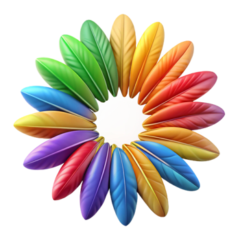 Rainbow Feather Mandala 3D Illustration png