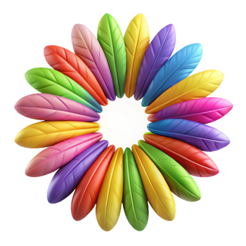 Colorful Feather Circle 3D Illustration png