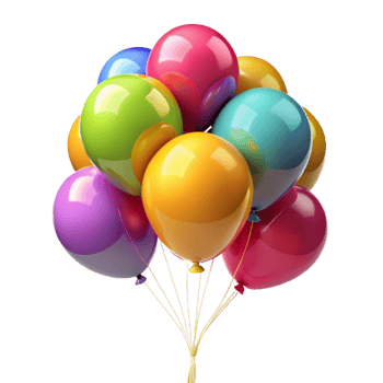 Colorful Balloons Bunch 3D Render png