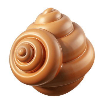 3D Render Orange Spiral Seashell png