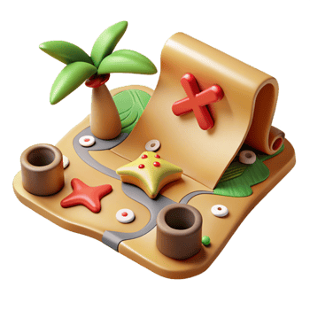 3D Island Treasure Map Illustration png