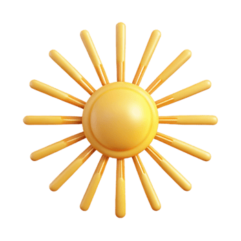 3D Sun Illustration, Golden Rays png