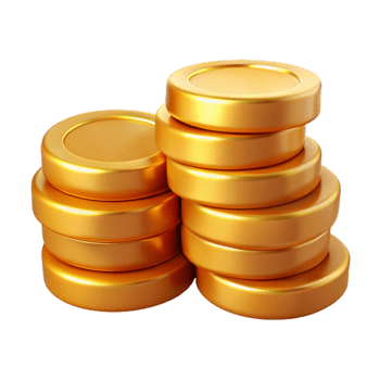 Golden Coin Stacks 3D Illustration png