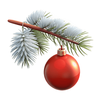 3D Render Red Ornament and Snowy Branch png