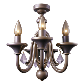 Elegant 3D Render of a Three-Light Chandelier png