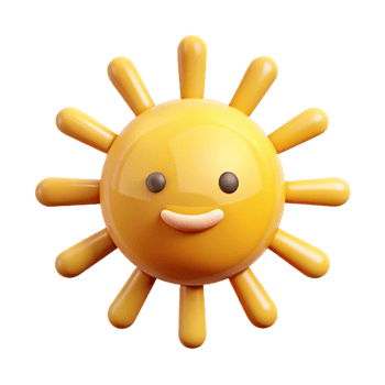 Smiling 3D Sun Cartoon Illustration png