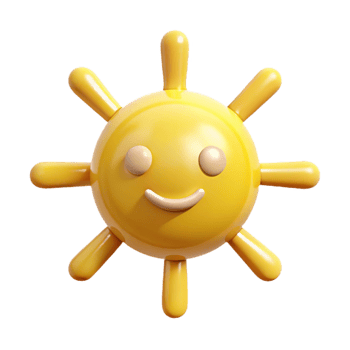 Smiling 3D Sun Cartoon Illustration png