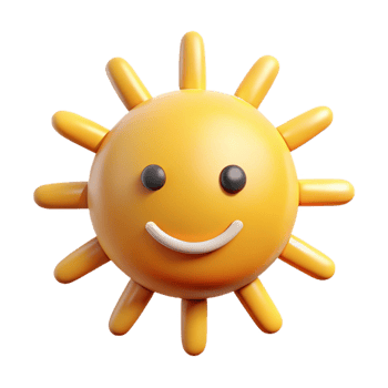 3D Cartoon Sun Illustration Happy Emoji png