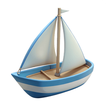 3D Cartoon Sailboat Illustration png