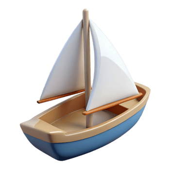 3D Render Cute Sailboat Toy Illustration png
