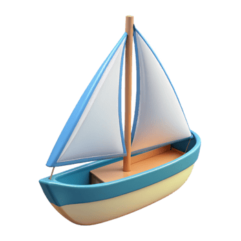 3D Render of a Toy Sailboat png