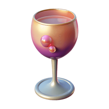 3D Render of a Wine Glass with Pearls png