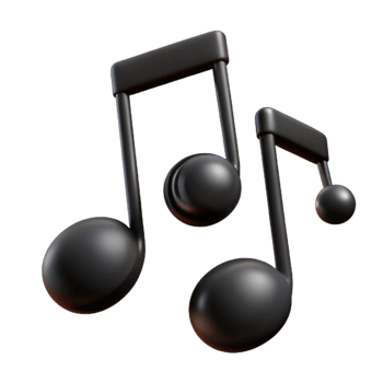 3D Render Dark Music Notes png