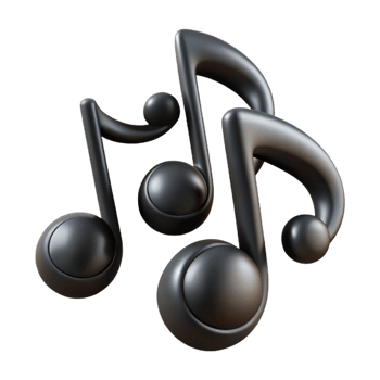 3D Render of Glossy Black Musical Notes png