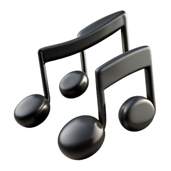 3D Render Black Musical Notes png